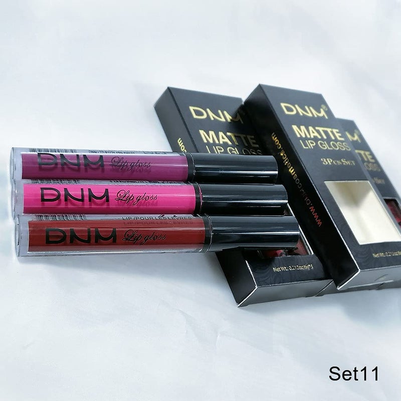 DNM 3Pcs Dark Red Purple Matte Liquid Lipstick Sets, Matte Lipstick Lip Stain Long Lasting 24 Waterproof Lip Gloss Gift Set Matt Lipsticks Set for Women Lippies (Set01) - Image 5