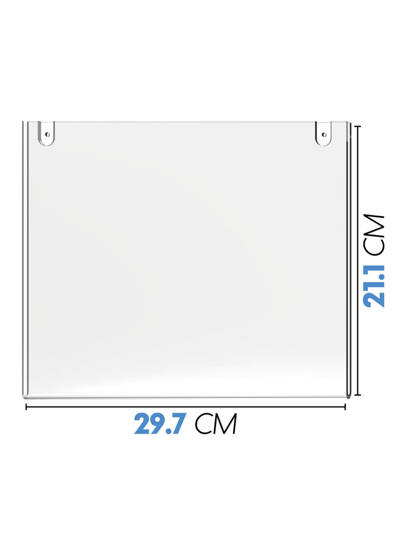 TPGP Acrylic Wall Sign A4 Paper Holder, Thick & Durable Design, Stick On or Screw On, Screws and Double-Sided Tape Inclusive (Landscape, 6 Pack) - Image 2