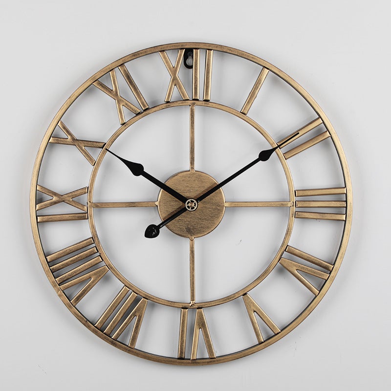 European Style Wall Clock, Simple Living Room Clock, Wrought Iron Silent Digital Wall Clock, Creative Decorative Clock, Clock - Image 2