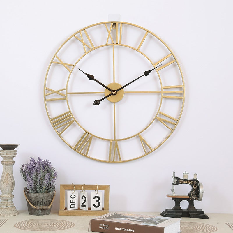 European Style Wall Clock, Simple Living Room Clock, Wrought Iron Silent Digital Wall Clock, Creative Decorative Clock, Clock - Image 4