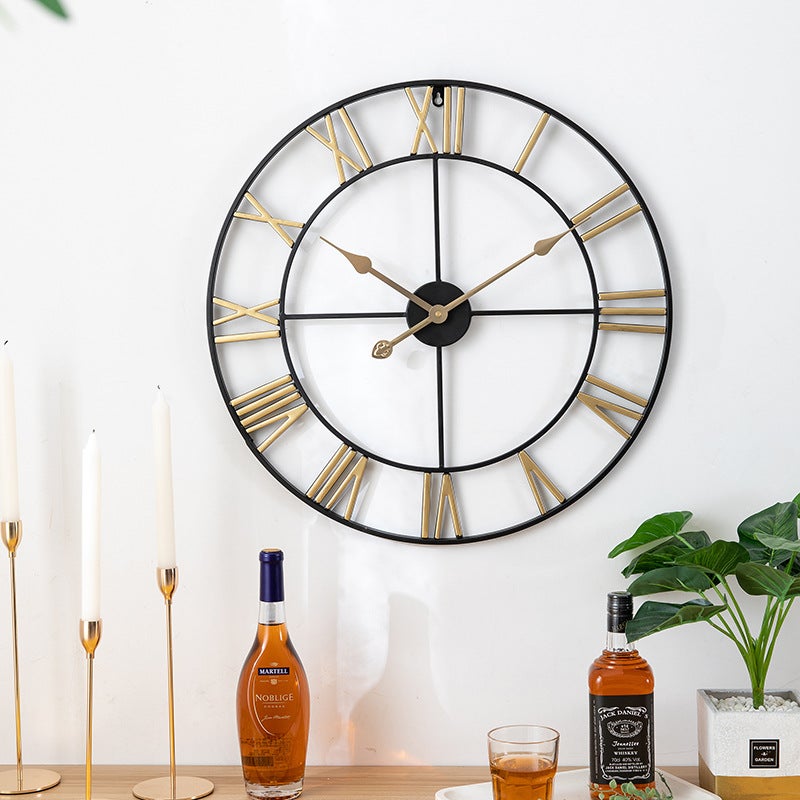 European Style Wall Clock, Simple Living Room Clock, Wrought Iron Silent Digital Wall Clock, Creative Decorative Clock, Clock - Image 5