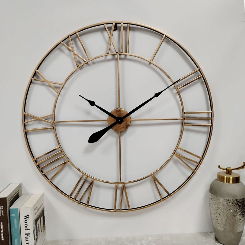 European Style Wall Clock, Simple Living Room Clock, Wrought Iron Silent Digital Wall Clock, Creative Decorative Clock, Clock - Image 1