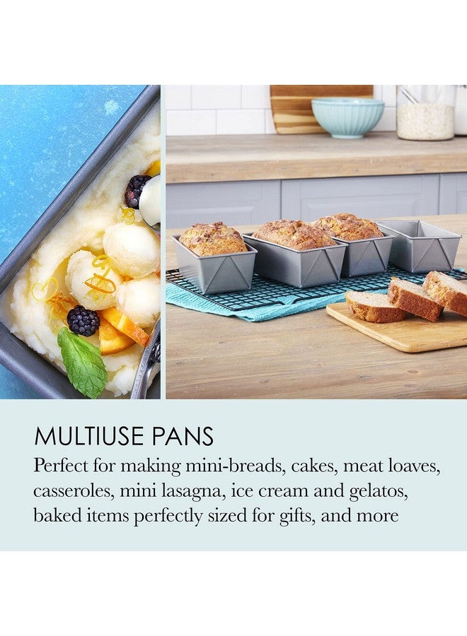 chicago metallic Chicago Metallic Commercial II Non-Stick Mini Loaf Pans, 5-3/4 by 3-1/4 by 2-1/4-Inch, Gray , 4 Count (Pack of 1) - Image 4
