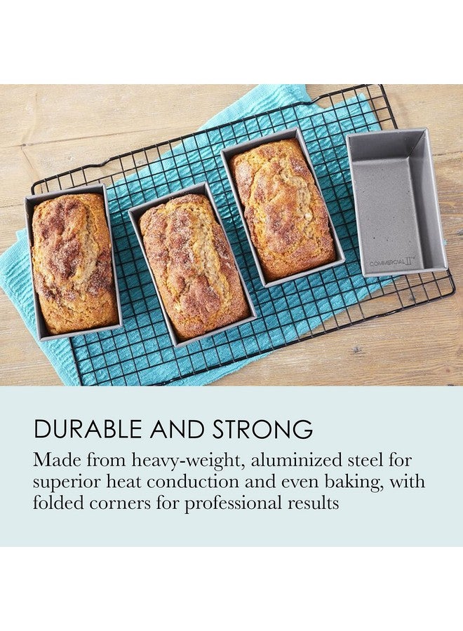 chicago metallic Chicago Metallic Commercial II Non-Stick Mini Loaf Pans, 5-3/4 by 3-1/4 by 2-1/4-Inch, Gray , 4 Count (Pack of 1) - Image 3