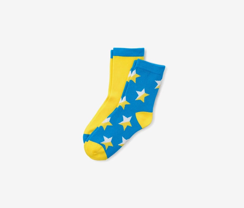 Tchibo Kids Boys 2 Pairs Stars Socks, Blue and Yellow - Image 1