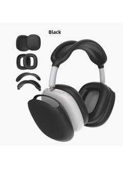 Suitable For Silicone Transparent Shell Apple AirPods Max Headset Shell Anti-collision Three-piece Set-Color:Black Four-piece Set-Model:Airpodsmax Protective Sleeve
