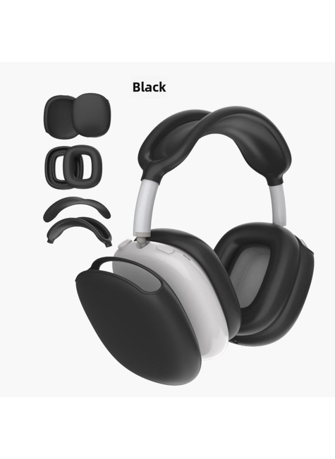 Generic - Suitable For Silicone Transparent Shell Apple AirPods Max Headset Shell Anti-collision Three-piece Set-Color:Black Four-piece Set-Model:Airpodsmax Protective Sleeve - Image 1