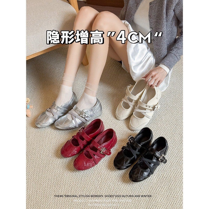 Women's Sheepskin French Ballet Trainer Mary Jane Flats - Image 4