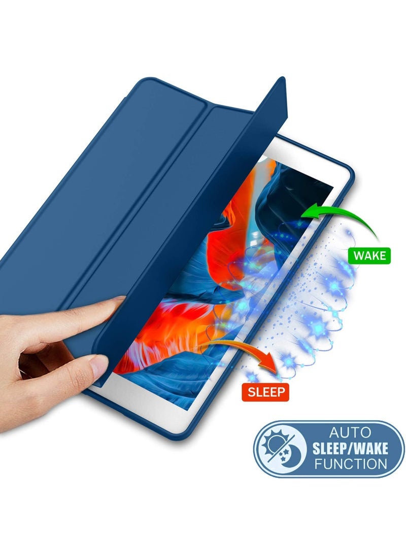 YoYoTech iPad 9 2021(9th Gen) iPad 8 2020(8th Gen) / iPad 7 2019(7th Gen)10.2 Tri-Fold Case Flip Cover with Multi Viewing Angles Stand | Pencil Holder | Heat Dissipation | TPU Back cover- Blue - Image 5