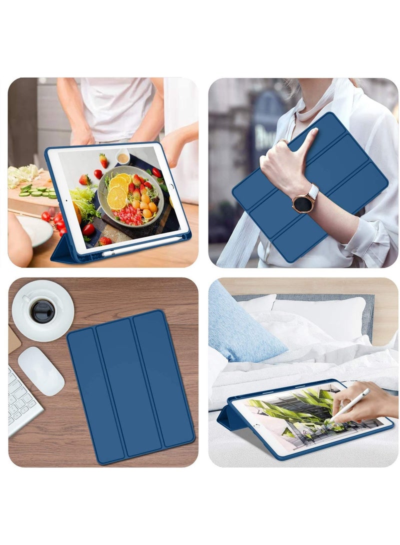 YoYoTech iPad 9 2021(9th Gen) iPad 8 2020(8th Gen) / iPad 7 2019(7th Gen)10.2 Tri-Fold Case Flip Cover with Multi Viewing Angles Stand | Pencil Holder | Heat Dissipation | TPU Back cover- Blue - Image 3