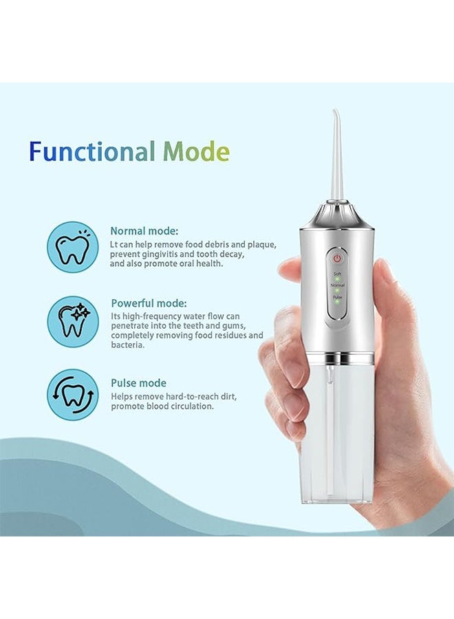 Water Flosser Teeth Irrigator with 3 Modes Cordless Water Teeth Cleaner with 4 Replacement Sprinkler Heads IPX1 Waterproof Rechargeable Portable Travel Home Stand Bridge Care - Image 2
