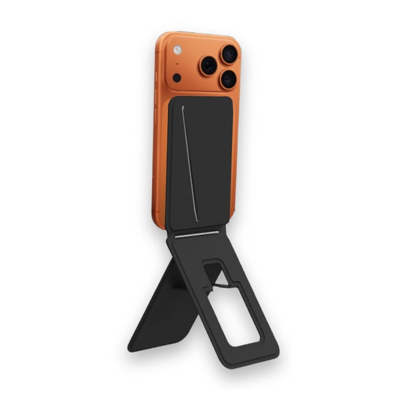 OBLIK Tripod Stand & Mag-Safe Wallet | 4 in 1 Multi-Functional : Tripod/Selfie Stick/Phone Stand/Wallet | Strong Magnets | Compatible with iPhone Air/17/16/15/14/13/12 Series - Black - Image 3