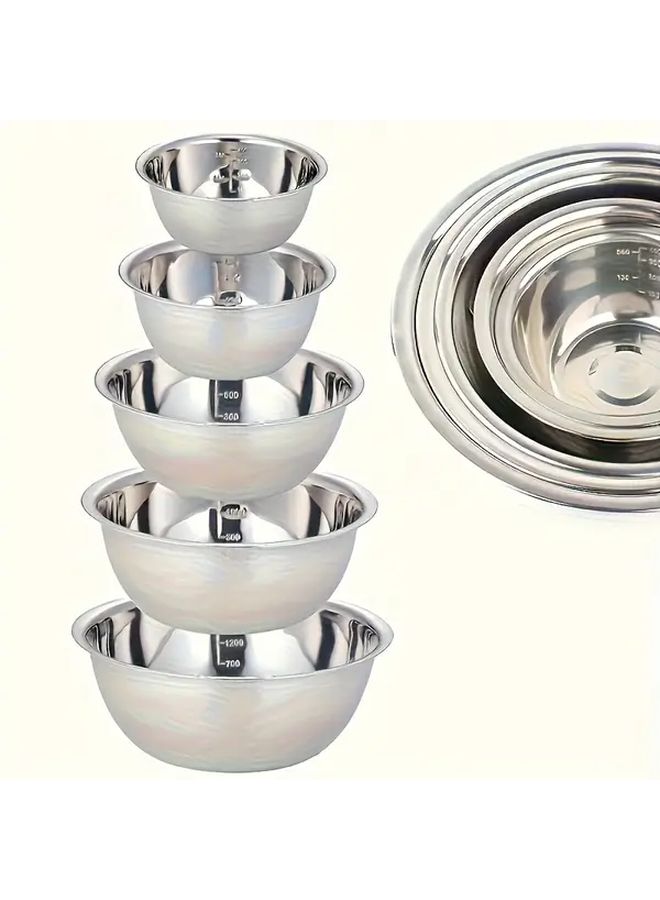 5 Pieces Stainless Steel Mixing Bowl Set With Lids Rust Resistant For Kitchen Baking Food Preparation Vegetable And Fruit Storage Ideal For Christmas Halloween Easter Thanksgiving - Image 2