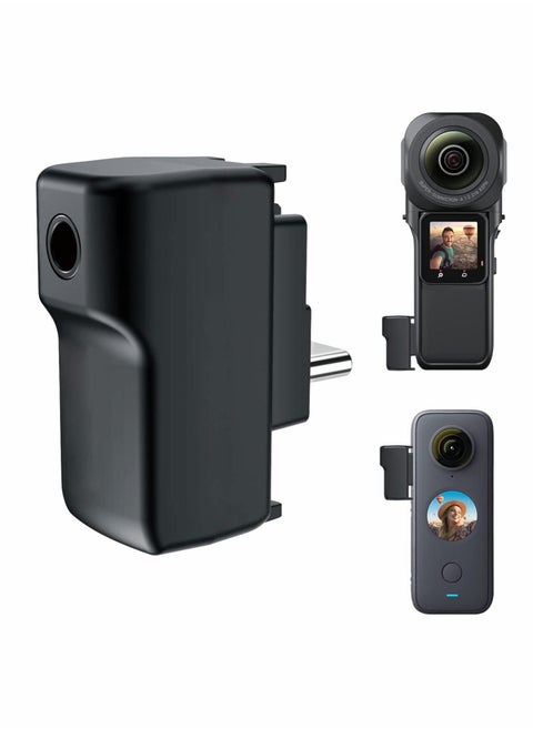 ONE X2 Dual Mic Adapter, Upgraded 3.5mm Input Mic Compatible with Insta360 ONE RS 1 Inch X2 Extrenal Microphones and USB-C Port, Insta360 ONE X2 Mic Action Camera Accesories