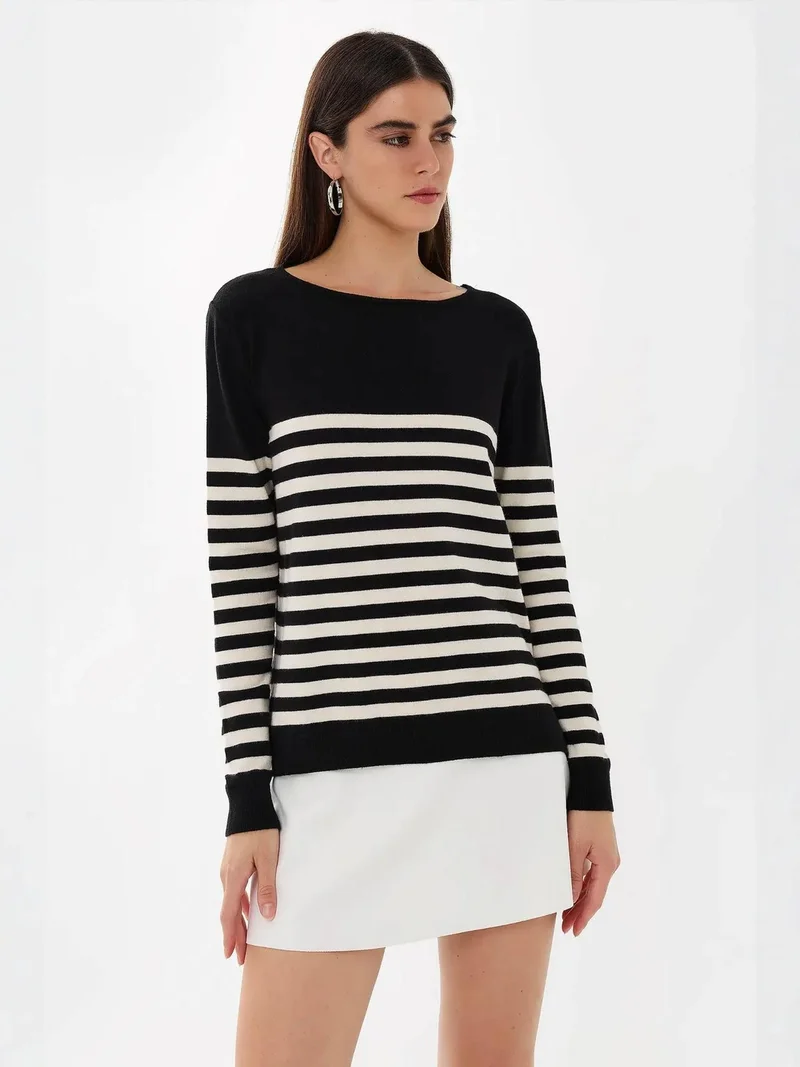 HICCUP Striped Basic Knit Sweater