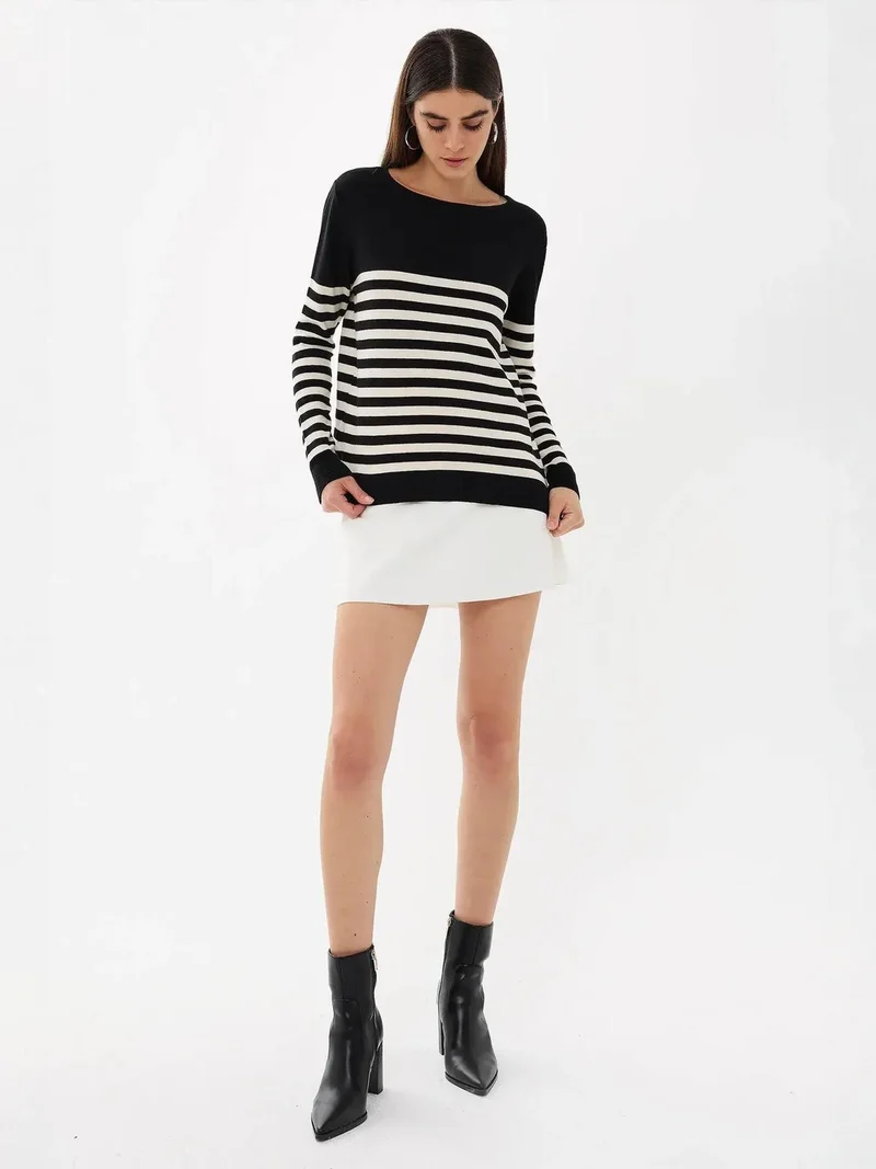 HICCUP Striped Basic Knit Sweater
