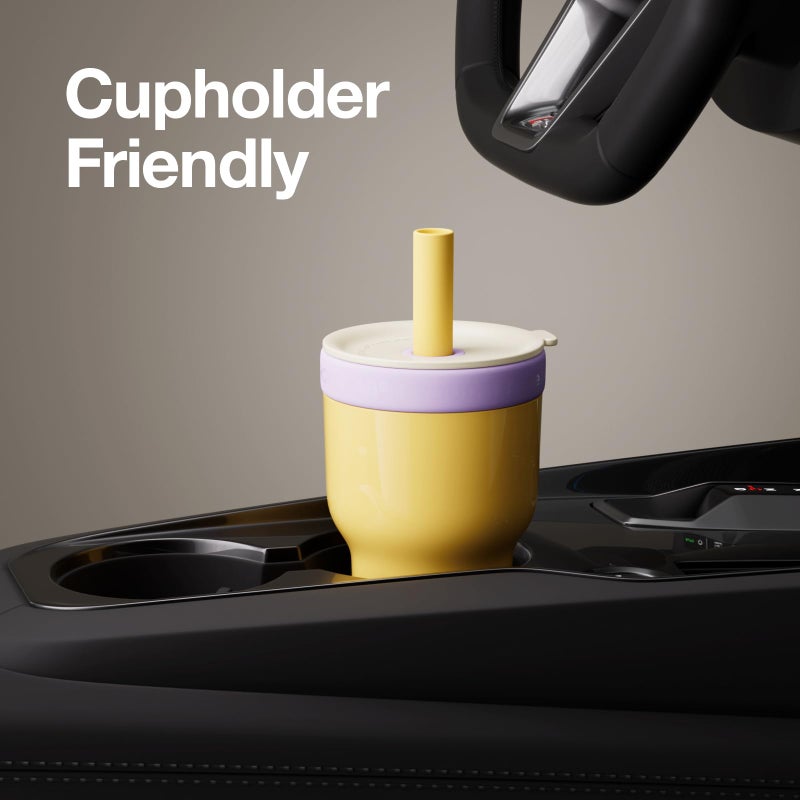 CHAKO LAB Insulated Stainless Steel Water Bottle | Dual-layer tumbler with Glass Linner and Stainsteel Linner | BPA-Free Leak Proof Thermos | 20oz Bottle with Two Straw | Yellow & Purple - Image 4