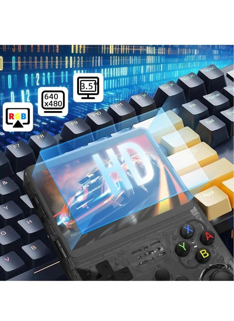 ماركة غير محددة - R36S جهاز ألعاب ريترو محمول بنظام Linux مع بطاقة TF سعة 128 جيجابايت، محمل مسبقًا بأكثر من 15000 لعبة، جهاز ألعاب فيديو ريترو بشاشة IPS بحجم 3.5 بوصة (أسود 128 جيجابايت) - Image 1