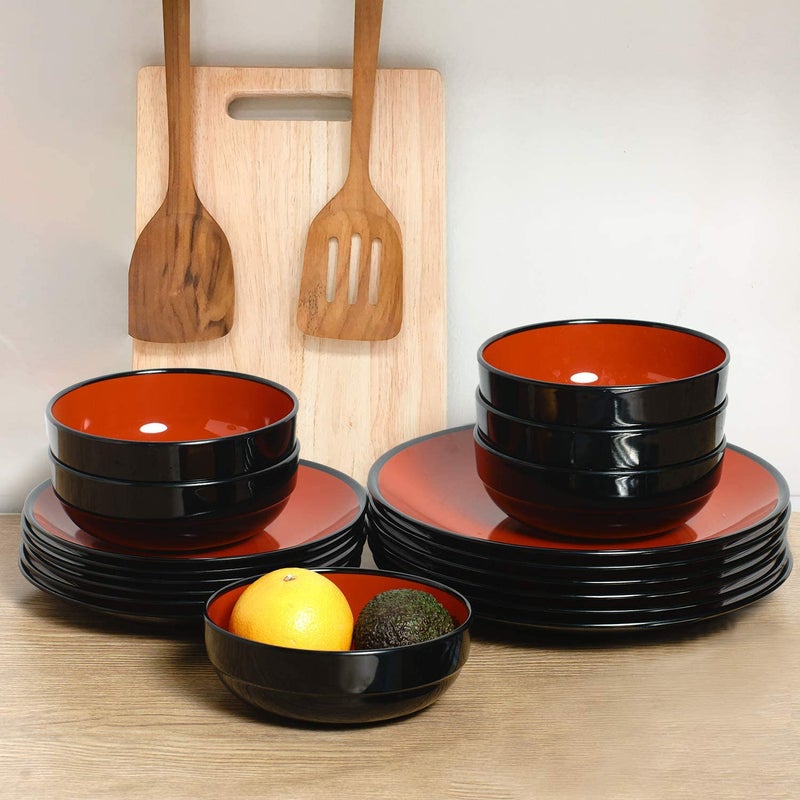 TP 38 oz Melamine Bowls Set for Ramen Pho Soup Pasta Salads, Set of 4 Large Japanese Bowls, Unbreakable Lightweight and Dishwasher Safe, Black and Red - Image 5