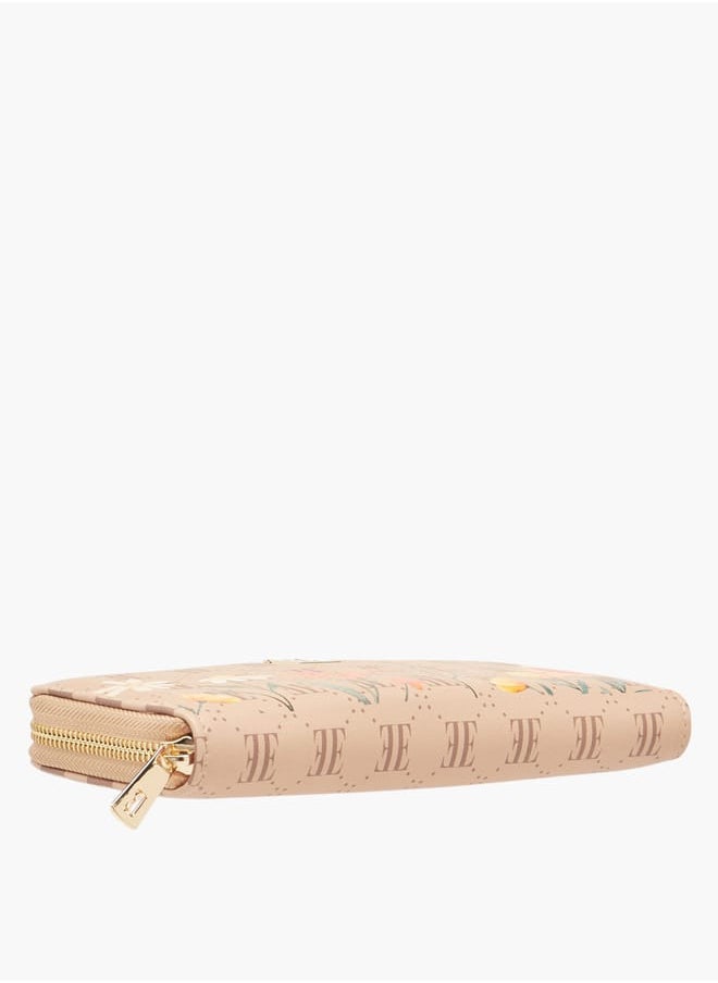 ELLE Women Monogram Floral Print Wallet with Zip Closure  - Image 4