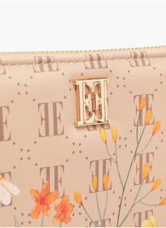 ELLE Women Monogram Floral Print Wallet with Zip Closure  - Image 3