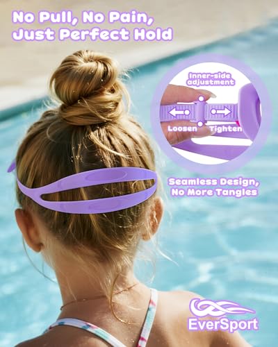 EverSport Kids Swim Goggles 2 Pack, Anti-Fog, Leakproof, UV Protection 180° Clear Wide View No-Pull Strap Water Goggles Pool Swimming Goggles Ages 3-14 6-14 3-6 4-7 8-12 8-14, Boys Girls & Toddler - Image 3
