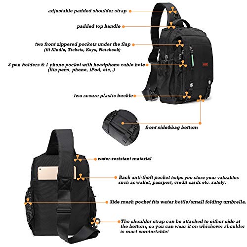 NICGID Sling Bags Chest Shoulder Backpacks, 13.3'' Laptop Backpack Crossbody Messenger Bag Travel Outdoor Men Women - Image 4