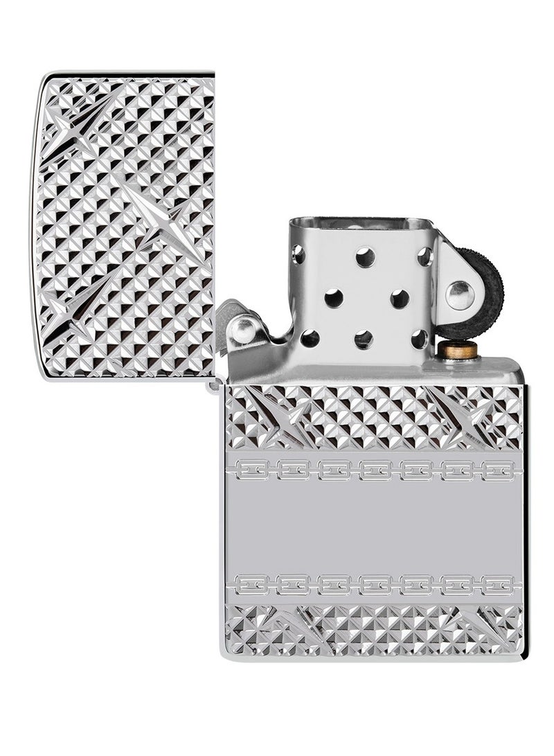 Zippo Ae401058 167 Diamond Plate Chain Design Armor High Polish Chrome Windproof Lighter - Image 3