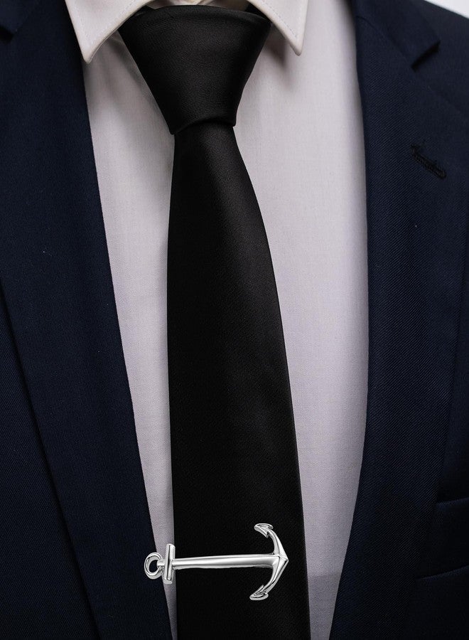 HAWSON 2.2 Inch Men's Nautical Anchor Tie Clip Silver Captain Tie Bar for Yacht Weddings, Navy Events, Holiday Durable Marine-Themed Accessories for Groomsmen & Maritime Professionals - Image 2