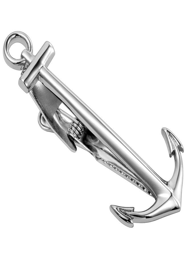 HAWSON 2.2 Inch Men's Nautical Anchor Tie Clip Silver Captain Tie Bar for Yacht Weddings, Navy Events, Holiday Durable Marine-Themed Accessories for Groomsmen & Maritime Professionals - Image 1