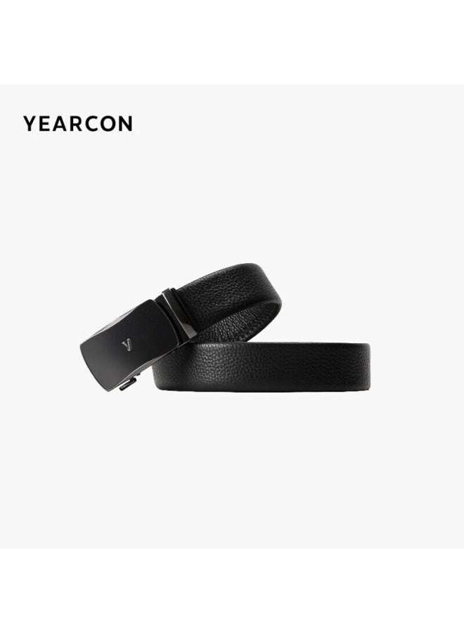 YEARCON Yierkang Automatic Buckle Leather Belt For Men, Suit Belt, Black Leather Belt, Valentine's Day Gift For Boyfriend Or Father - Image 3