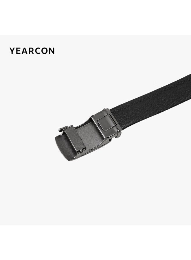 YEARCON Yierkang Automatic Buckle Leather Belt For Men, Suit Belt, Black Leather Belt, Valentine's Day Gift For Boyfriend Or Father - Image 2