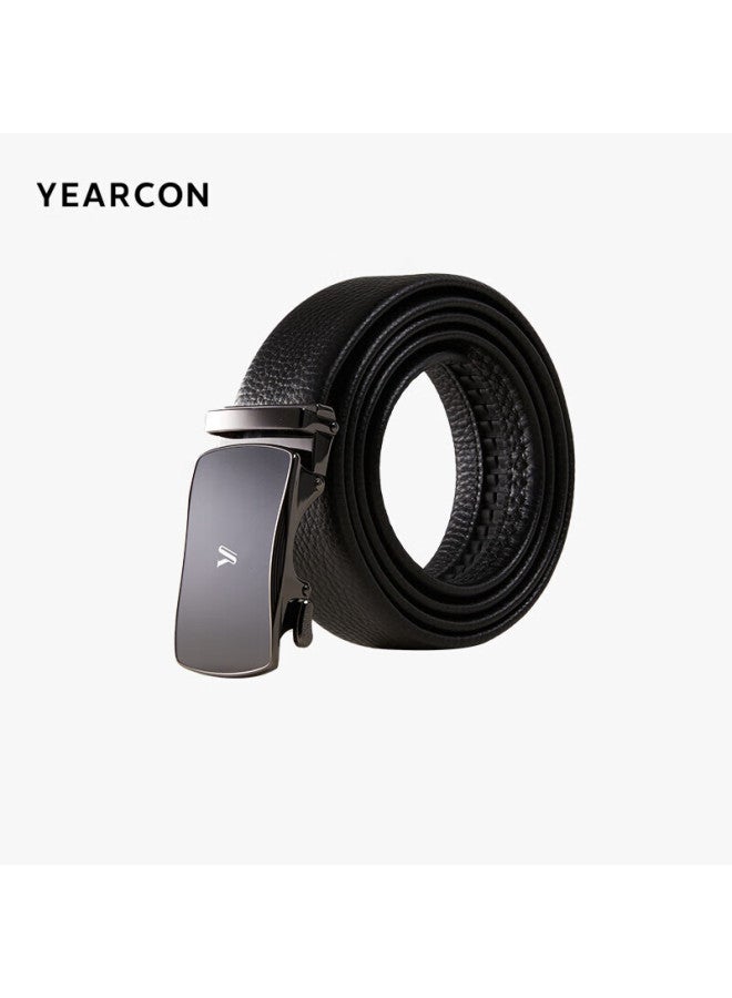 YEARCON Yierkang Automatic Buckle Leather Belt For Men, Suit Belt, Black Leather Belt, Valentine's Day Gift For Boyfriend Or Father - Image 1