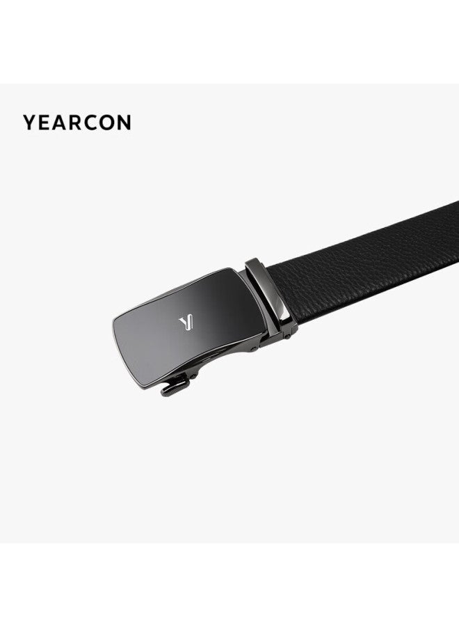 YEARCON Yierkang Automatic Buckle Leather Belt For Men, Suit Belt, Black Leather Belt, Valentine's Day Gift For Boyfriend Or Father - Image 5