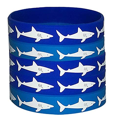 CupaPlay 48 PCS Shark Party Favors Rubber Wristbands Under the Sea Shark Birthday Party Supplies Goodie Bag Stuffers Fillers Slicone Wristband - Image 1