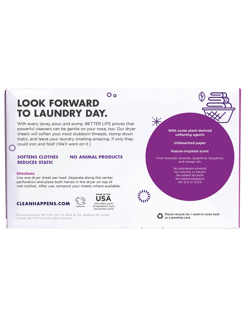 Better Life Natural Dryer Sheets, Unscented, 80 Count - Image 4