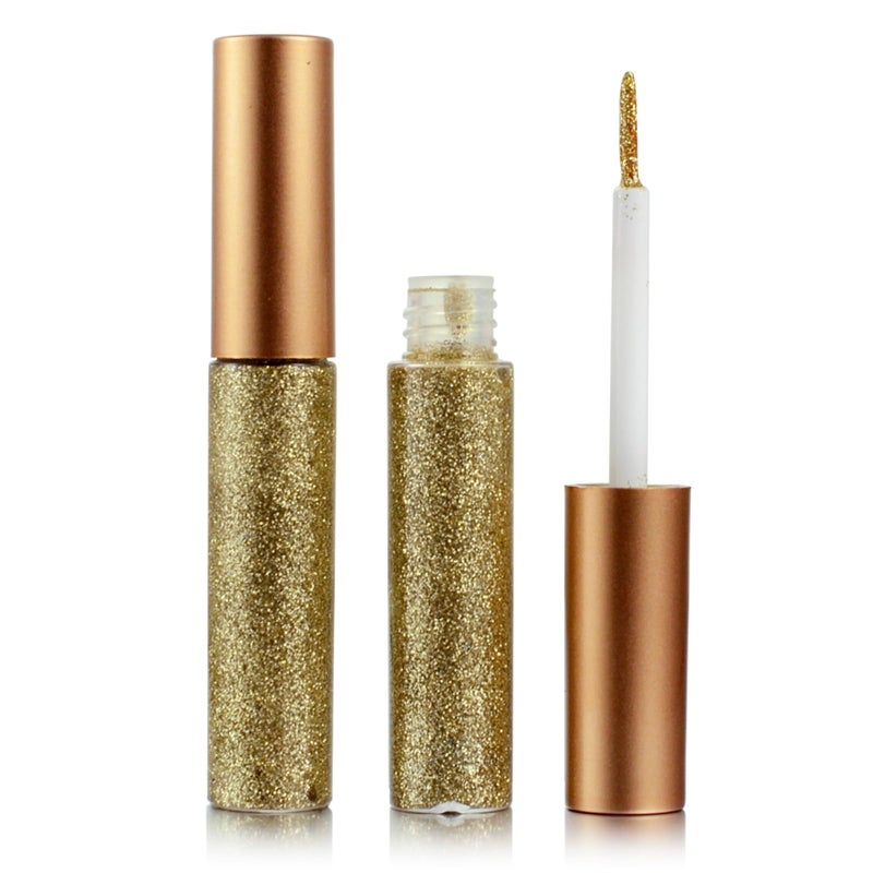 DekRion Glitter-Eyeliner,Gold Giltter-Eyeliner, Long-lasting Waterproof Eye-Glitter Makeup, Silver, Gold, Pink Green High-pigmented Colorful Eye Liner Liquid - Image 1