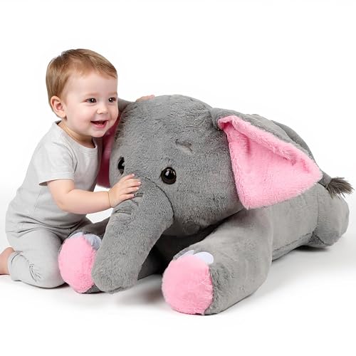 Cudhug 32 Big Elephant Stuffed Animal Giant Grey Elephant Plush Toy Huge Size Fluffy Plushy Fat Plushie Gift for Kids - Image 1