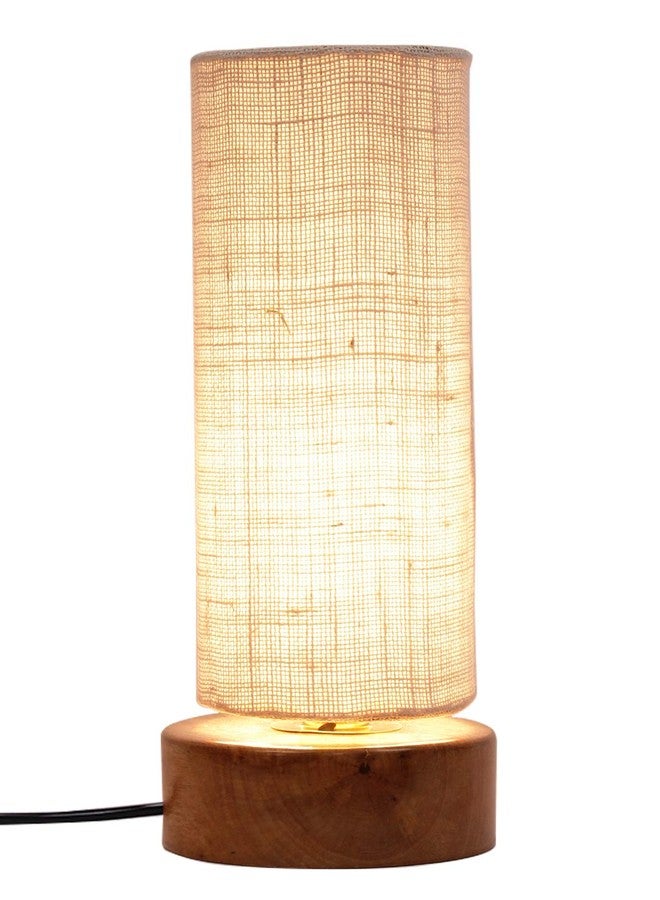 Devansh White Jute Shade with Round Wood Base - Image 4