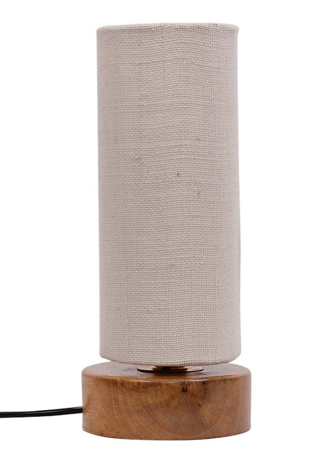 Devansh White Jute Shade with Round Wood Base - Image 3