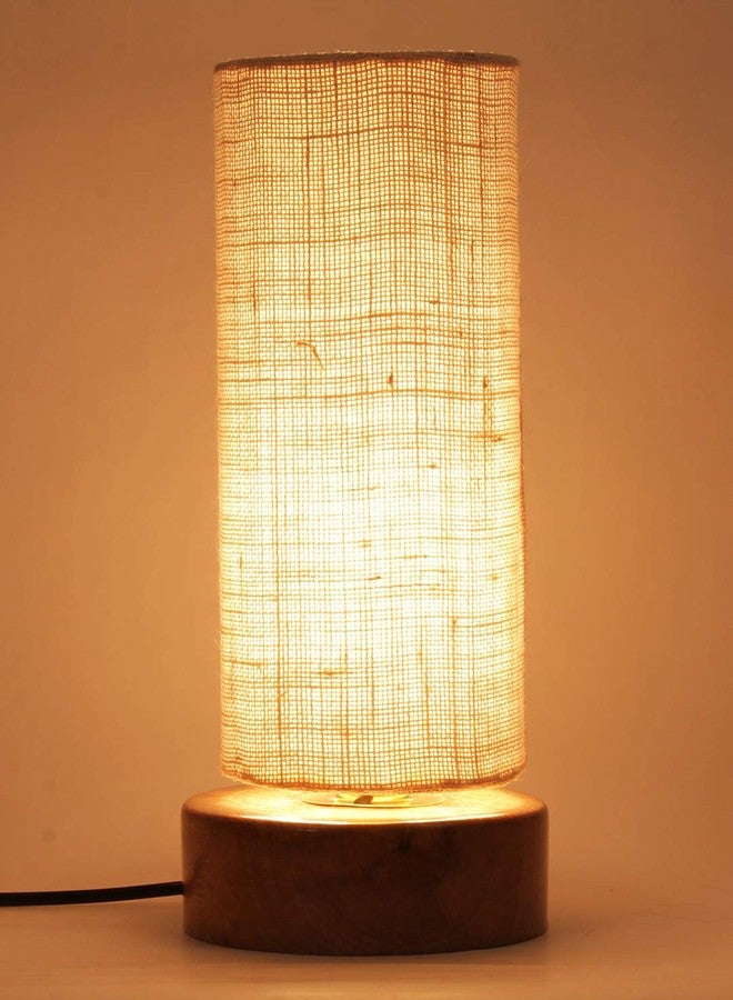Devansh White Jute Shade with Round Wood Base - Image 5