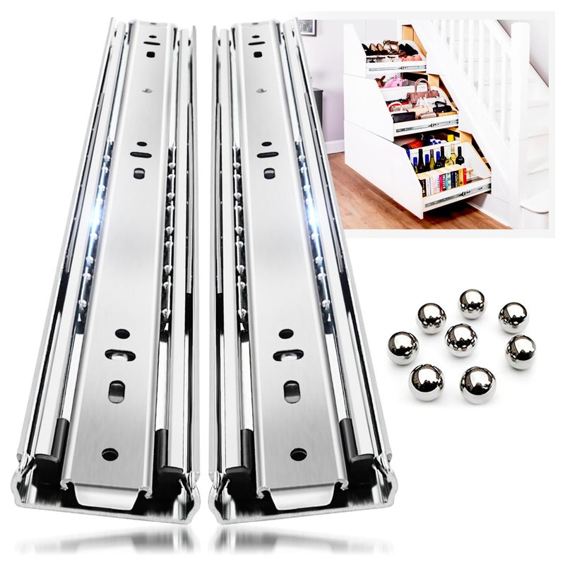 Yenuo Heavy Duty Drawer Slides Full Extension Side Mount 12 14 16 18 20 22 24 26 28 30 32 34 36 40 Inch Metal Rails Track Guide Glides Runners 150Lbs 1 Pair (Without Lock 12 Inch) - Image 1