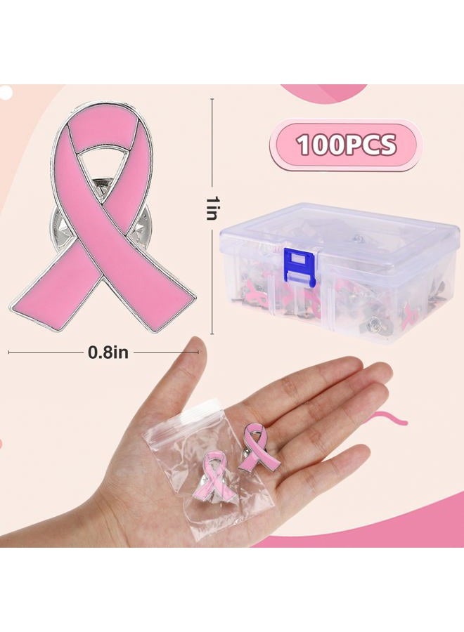 Biubee 100Pcs Breast Cancer Awareness Pins- 1 × 0.8 Inch Small Pink Ribbon Lapel Pins Metal Brooch Hope Ribbon Pins for Breast Cancer Survivor Charity Event Fundraising Gathering Women Girls Clothes Decor - Image 5