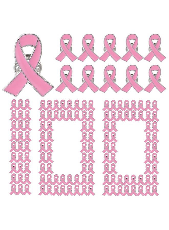 Biubee 100Pcs Breast Cancer Awareness Pins- 1 × 0.8 Inch Small Pink Ribbon Lapel Pins Metal Brooch Hope Ribbon Pins for Breast Cancer Survivor Charity Event Fundraising Gathering Women Girls Clothes Decor - Image 1