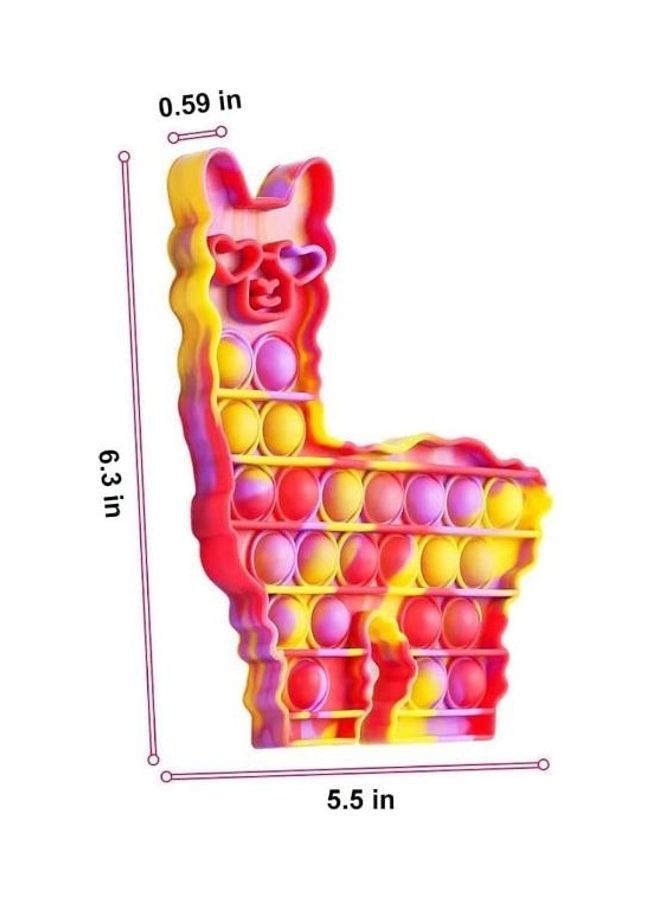 NIBEMINENT Fidget Pop Llama Silicone Bubble Sensory Anxiety Reliever decompression Squeeze Toy 6.3 X 5.5 0.59inch - Image 1