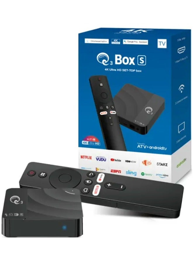 Beauenty Android Box Q3 ATV Android 14.0 OS 4K Ultra HD Smart TV Box All winner Media Player RAM DDR3 8GB ROM EMMC 128GB ATV Voice Remote, Black - Image 1