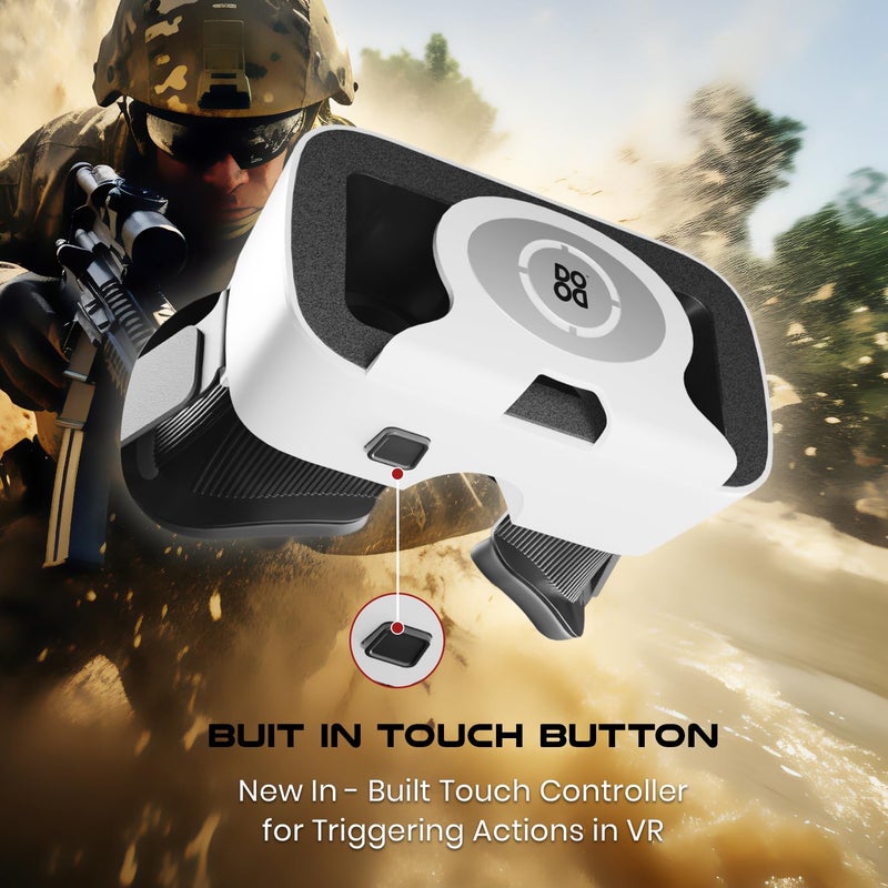 Dood VR Headset for Mobile with Touch on for Watching Movies,Playing Games Compatible with All Smartphones Upto 7 inches |15 Years Warranty(White) - Image 2