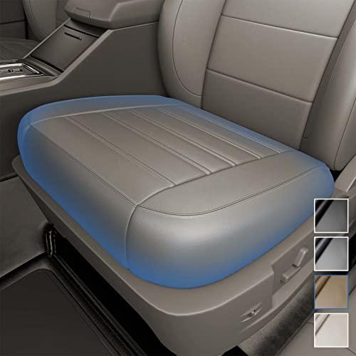 A-Premium Driver Bottom Synthetic Leather Seat Cover Wheat Gray Compatible with Hummer H2 2003 2004 2005 2006 2007 Front Driver Side - Image 2