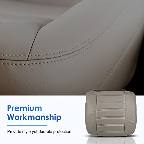 A-Premium Driver Bottom Synthetic Leather Seat Cover Wheat Gray Compatible with Hummer H2 2003 2004 2005 2006 2007 Front Driver Side - Image 4