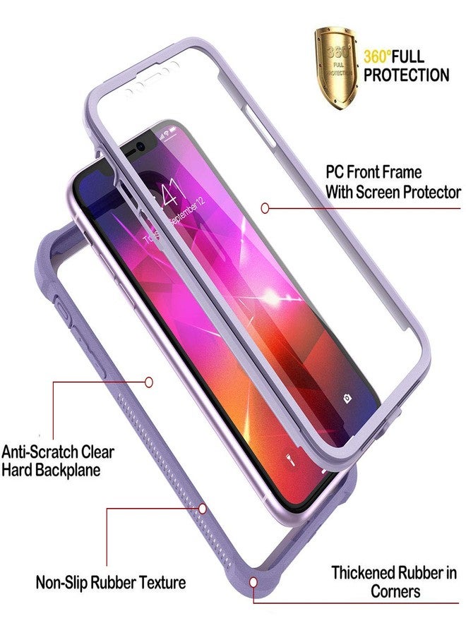 ديكسنور جراب Dexnor لهاتف iPhone 11 مع واقي شاشة، شفاف، متين، يوفر حماية كاملة للجسم بزاوية 360 درجة، مقاوم للصدمات، غطاء خلفي صلب مزدوج الطبقات شديد التحمل، مناسب لهاتف iPhone 11 مقاس 6.1 بوصة - بنفسجي - Image 3